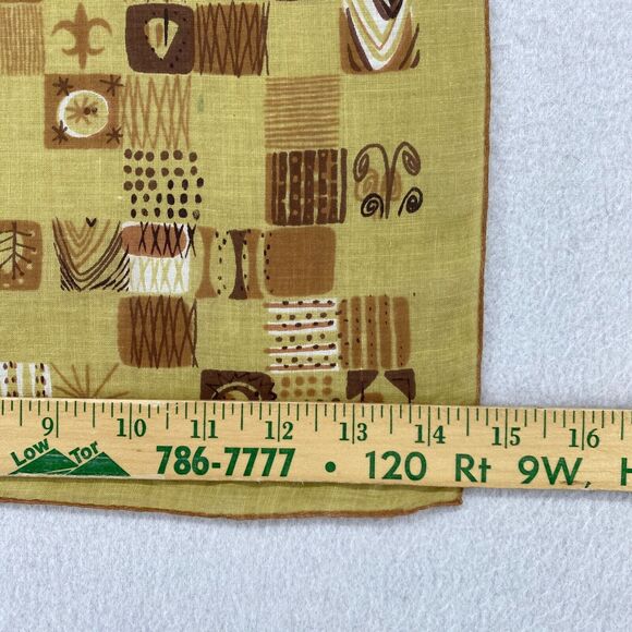 JEANNE MILLER Handkerchief OS MCM Hand Rolled Abstract Yellow VTG 14" x 14" - Picture 11 of 13